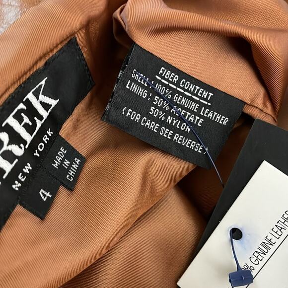 NWT Trek New York  Cognac Brown Genuine Leather Pencil Mini Cocktail Skirt 4 - Picture 5 of 8